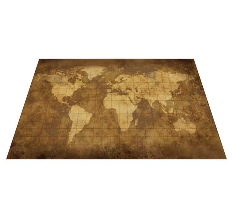 Verdenskort vinyl tæppe vintage børnemurale - TenStickers