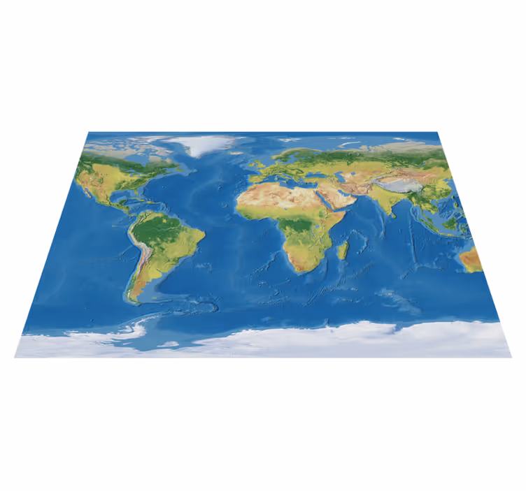 Verdenskort vinyl tæppe geografisk realistisk verdenskort - TenStickers
