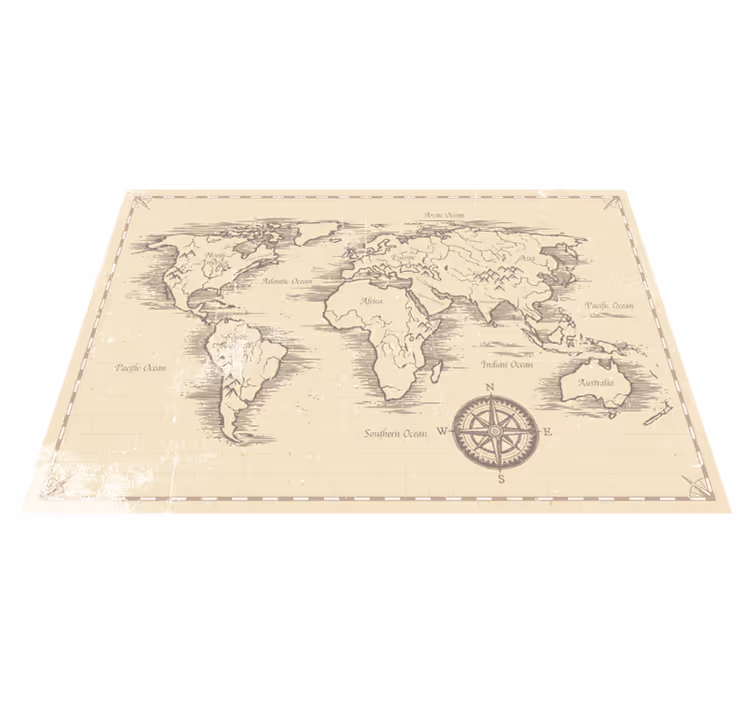 Verdenskort vinyl tæppe vintage kortdesign - TenStickers