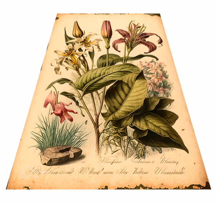 Blomster og planter vinyltæppe vintage botanisktryk - TenStickers