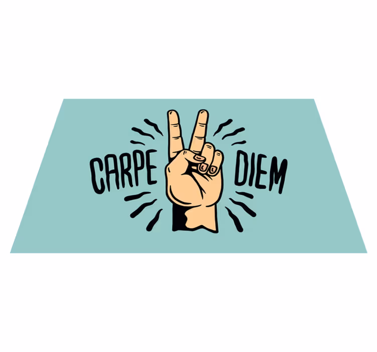 Vinyl tæppe med sætninger carpe diem fred hånd illustration - TenStickers