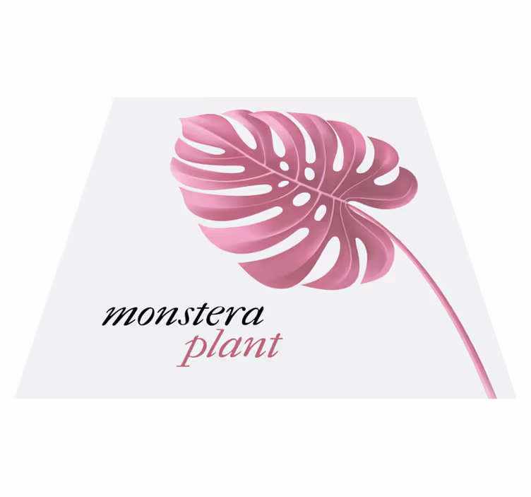 Vinyl tæppe med sætninger pink minimalist monstera stil - TenStickers