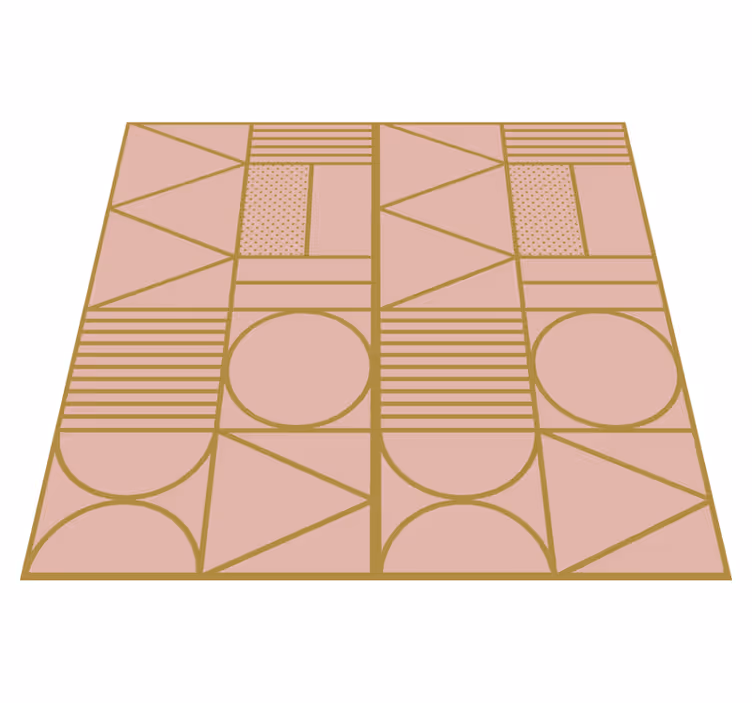 Tekstur vinyl tæppe i guld og rosa farveblokke - TenStickers