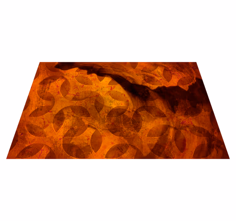 Geometriske vinyl tæppe i abstrakt orange farve - TenStickers
