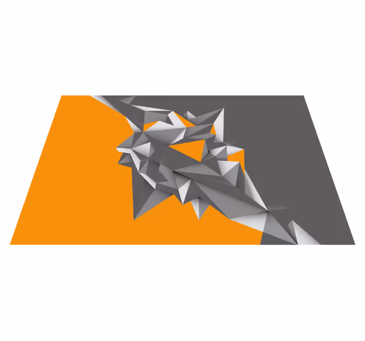 Geometriske vinyl tæppe grå og orange abstrakte former - TenStickers