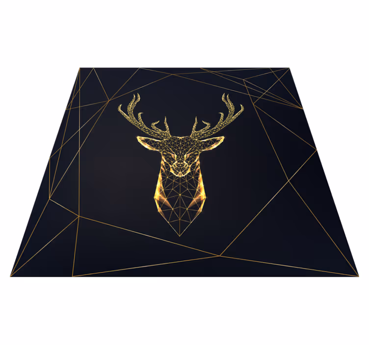 Geometriske vinyl tæppe med geometrisk hjort i guld - TenStickers
