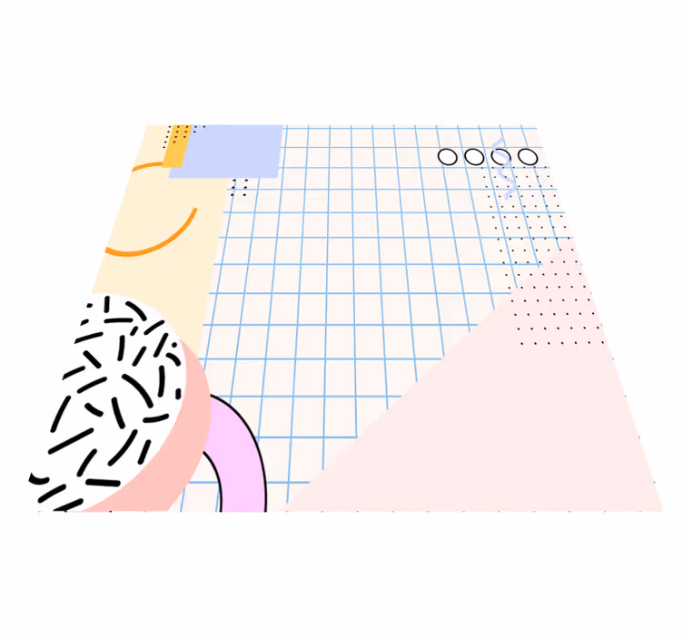 Geometriske vinyl tæppe 80er abstrakte firkanter med farve - TenStickers