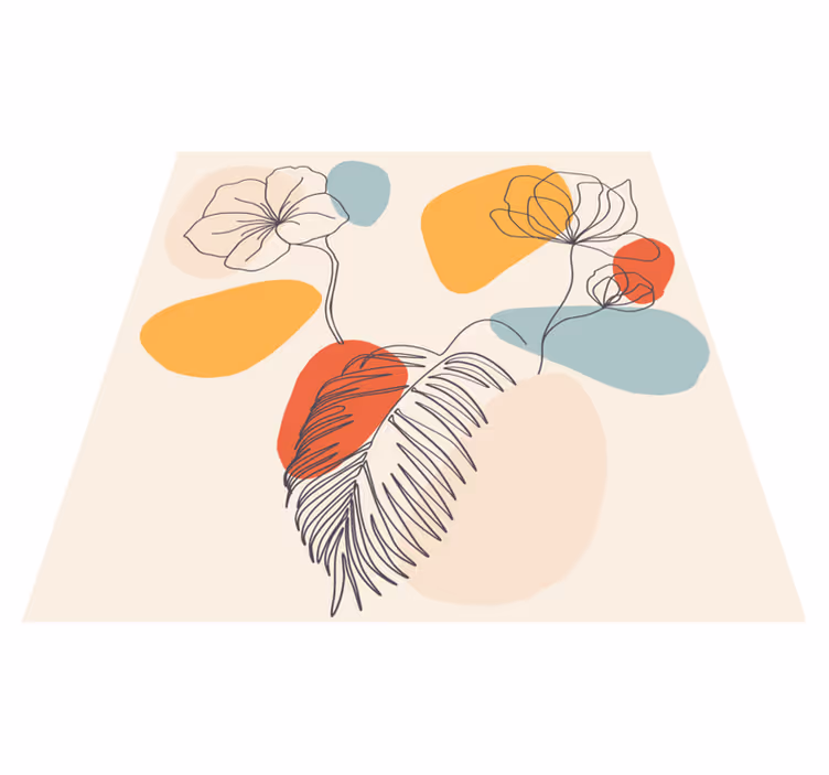 Geometriske vinyl tæppe med botanisk vægkunst - TenStickers