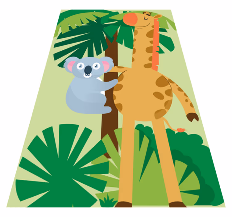 Tæppe til børneværelse med koalaer og giraf - TenStickers