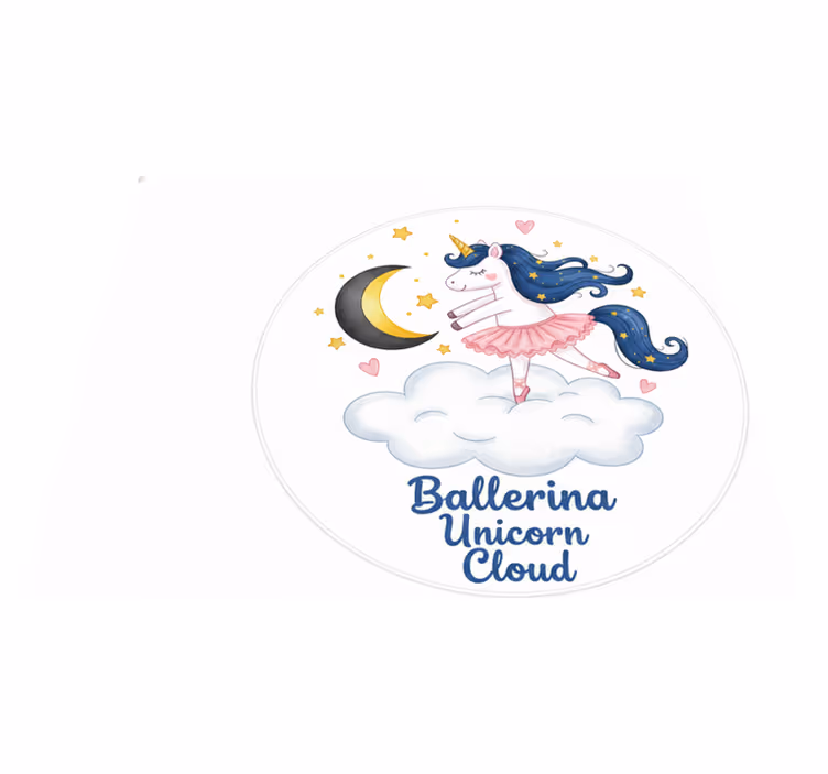 Tæppe til børneværelse med ballerina enhjørning på sky - TenStickers