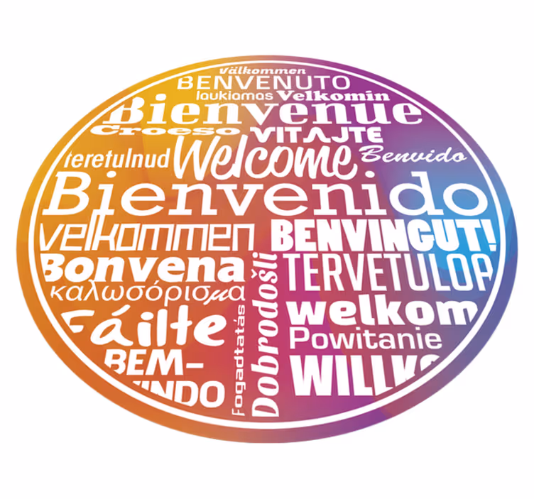 Vinyltæppe til entre velkommen på flere sprog - TenStickers