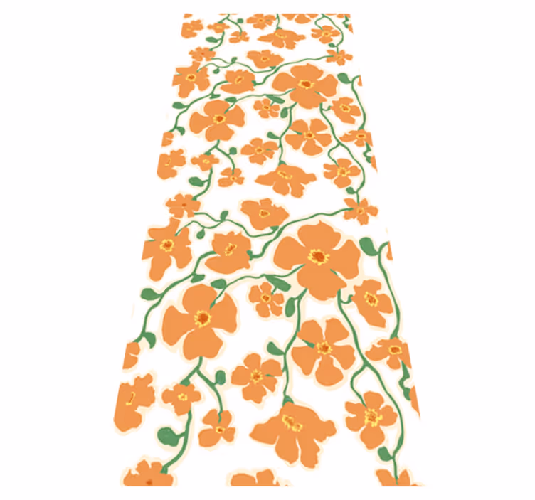 Vinyl tæppe til stuen med grønne orange margeritter - TenStickers