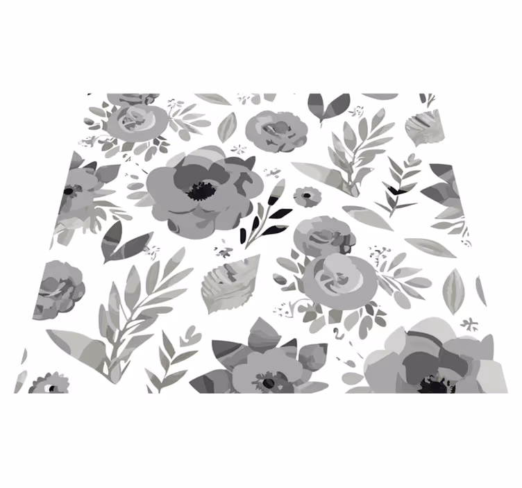 Grå vinyl tæppe aquarella blomster - TenStickers