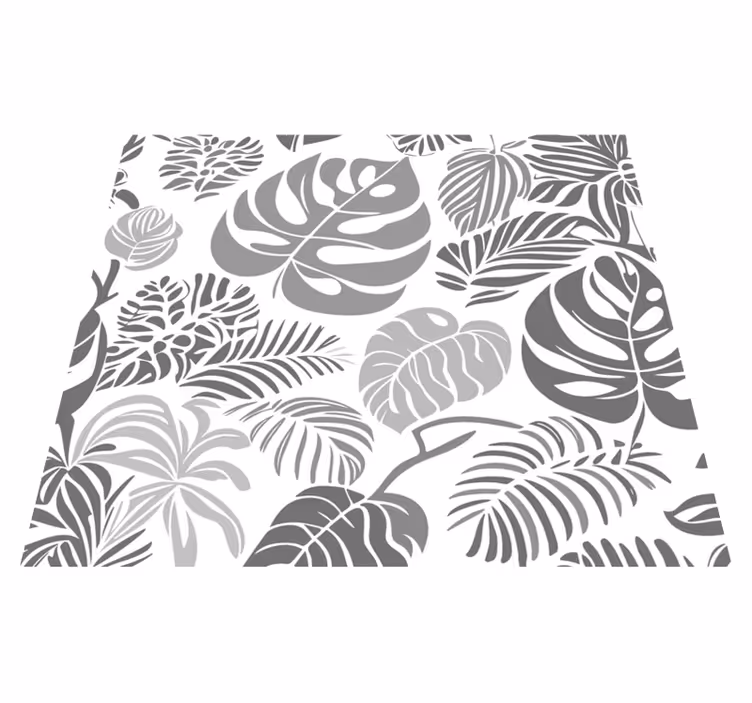 Grå vinyl tæppe med monstera blade - TenStickers