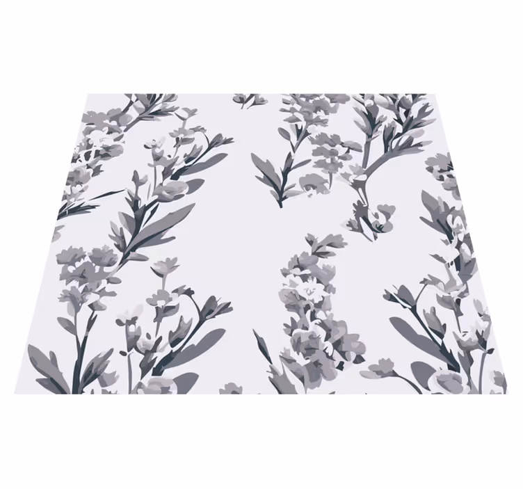 Grå vinyl tæppe med blomsterdesign - TenStickers