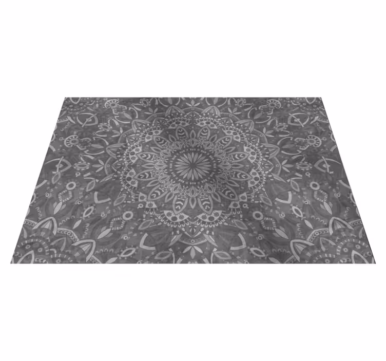 Grå vinyl tæppe med detaljeret mandala mønster - TenStickers