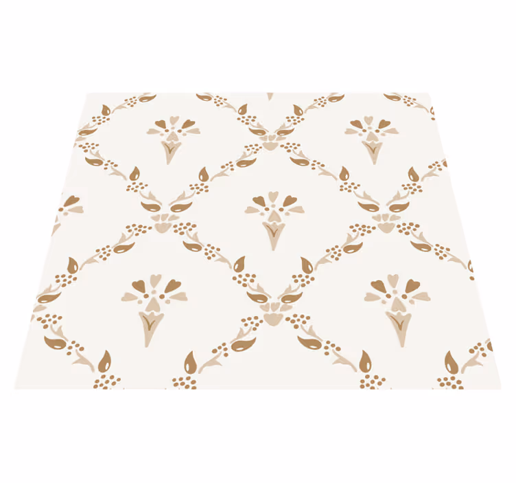 Vinyl tæppe beige hexagonalt blomstermønster - TenStickers