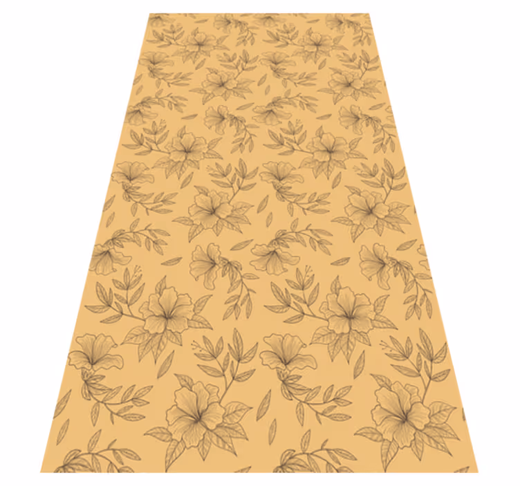 Vinyl tæppe beige smukke silhuet blomster - TenStickers