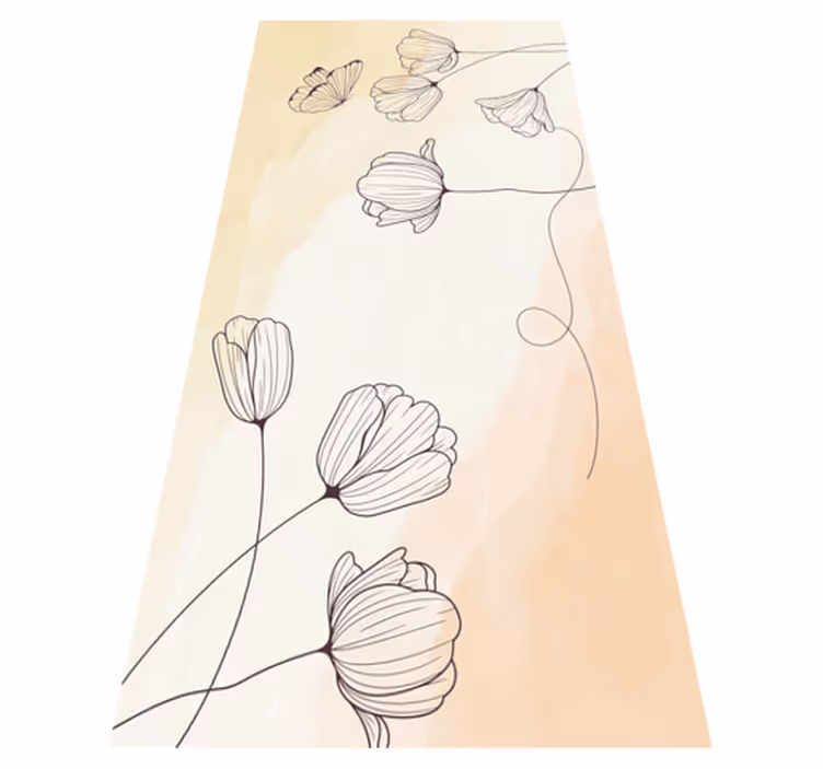 Vinyl tæppe beige med flotte blomster - TenStickers