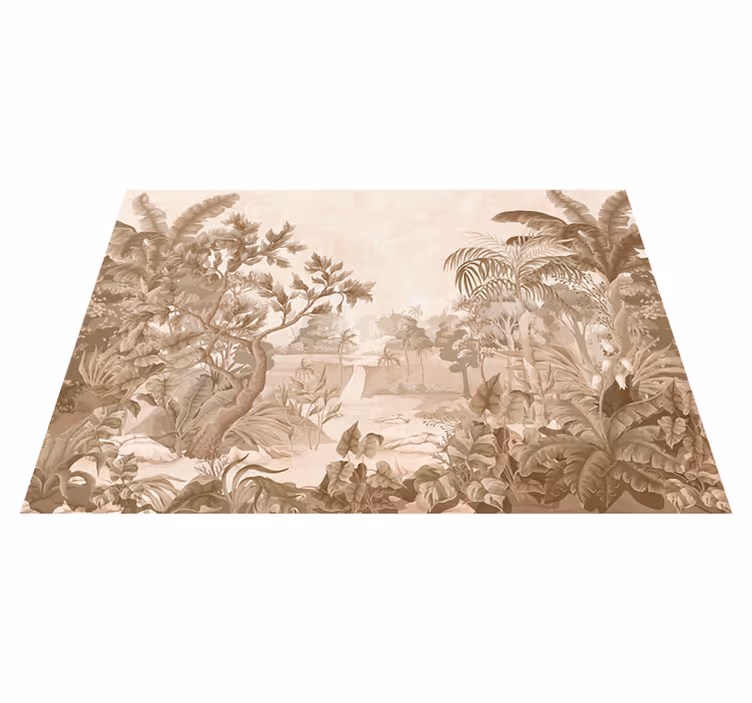 Vinyl tæppe beige med udsigt til tropisk jungle - TenStickers