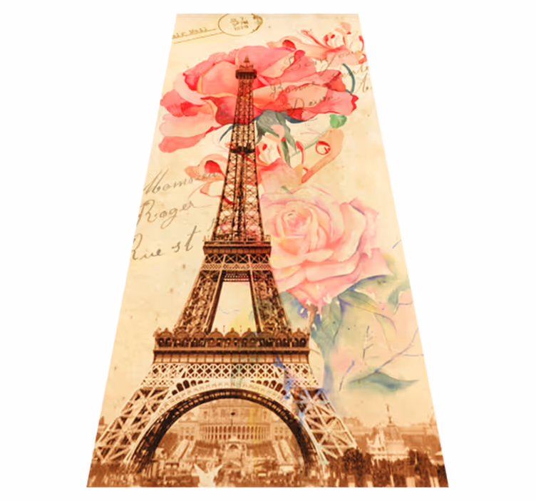 Vinyl tæppe beige retro paris stil - TenStickers