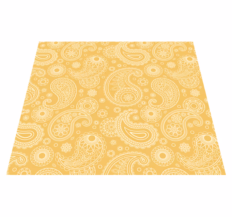 Vinyl tæppe gul arabisk paisley - TenStickers