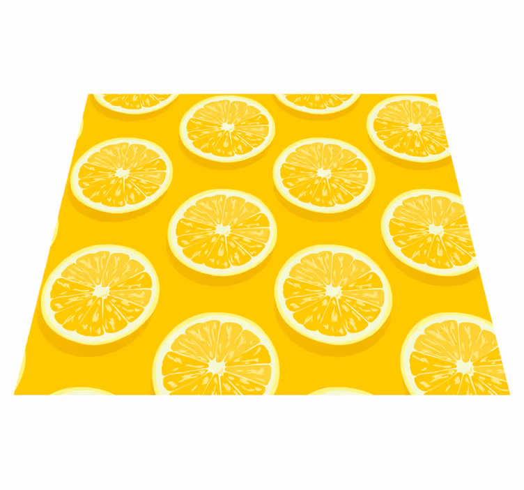 Vinyl tæppe gul skiver af citroner - TenStickers