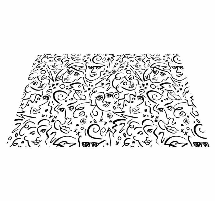 Hvidt vinyl tæppe med sort og hvid graffiti kunst - TenStickers