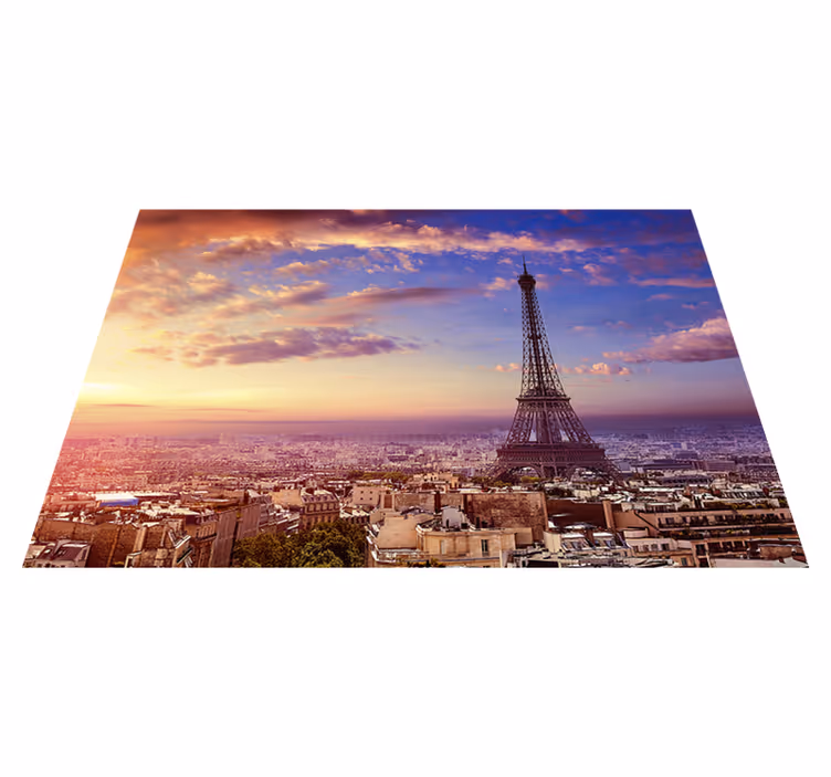 Lilla vinyl tæppe med udsigt over paris - TenStickers