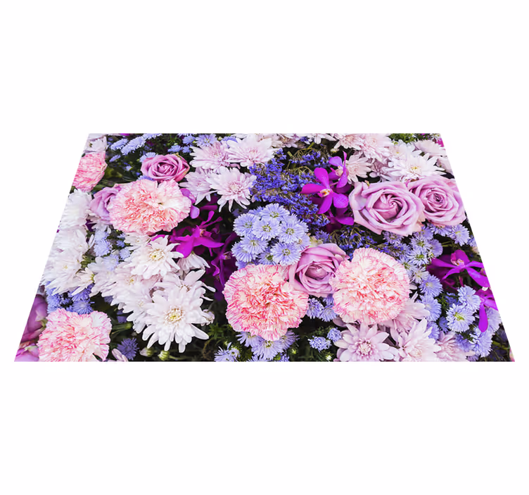 Lilla vinyl tæppe med blomster fototapet - TenStickers