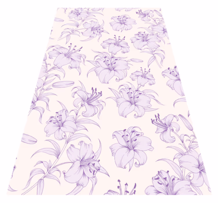 Lilla vinyl tæppe med blomstrende liljer design - TenStickers