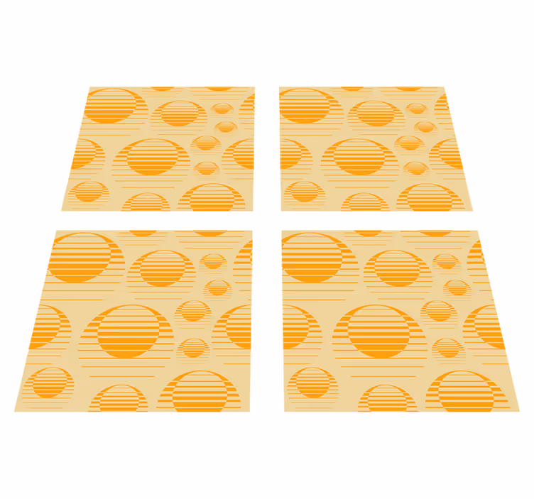 Orange vinyl tæppe retro sol tegning - TenStickers