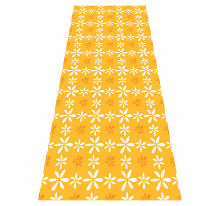 Orange vinyl tæppe med små hvide blomster - TenStickers