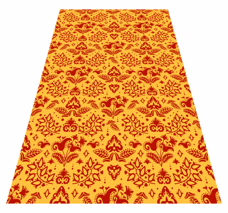 Orange vinyl tæppe med blomsterlinjer - TenStickers