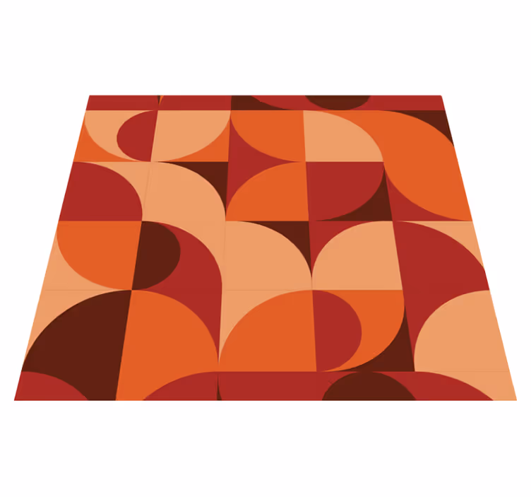 Orange vinyl tæppe retro print rød - TenStickers