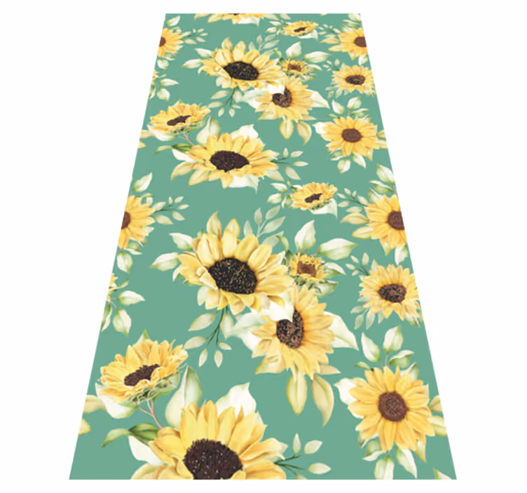 Grøn vinyl tæppe med blomster forårsmotiv - TenStickers
