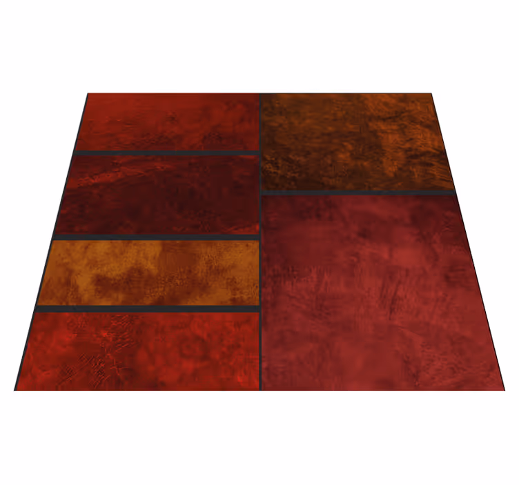 Rød vinyl tæppe med struktureret patchwork design - TenStickers