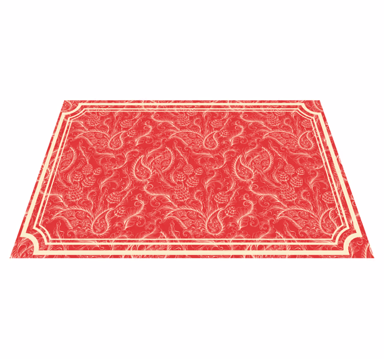 Rød vinyl tæppe med paisley illustration - TenStickers