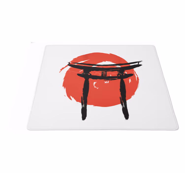 Rød vinyl tæppe med japansk malet port - TenStickers