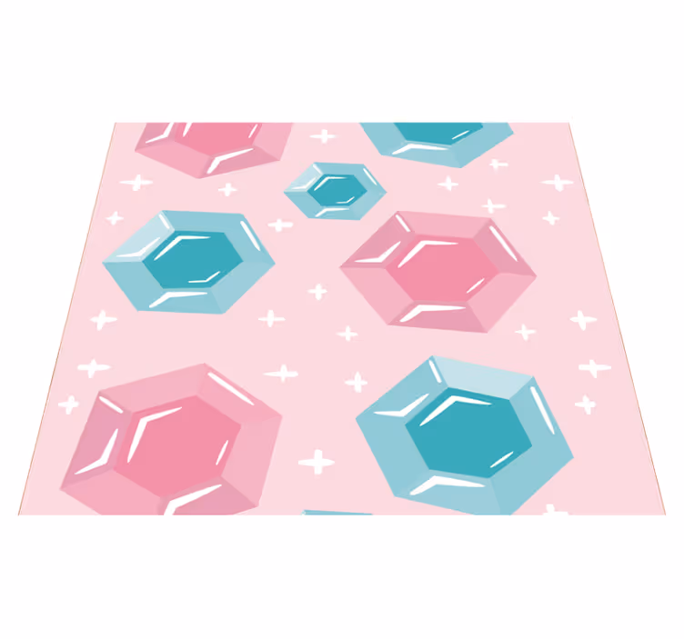 Lyserødt vinyl tæppe med geometriske juveler - TenStickers