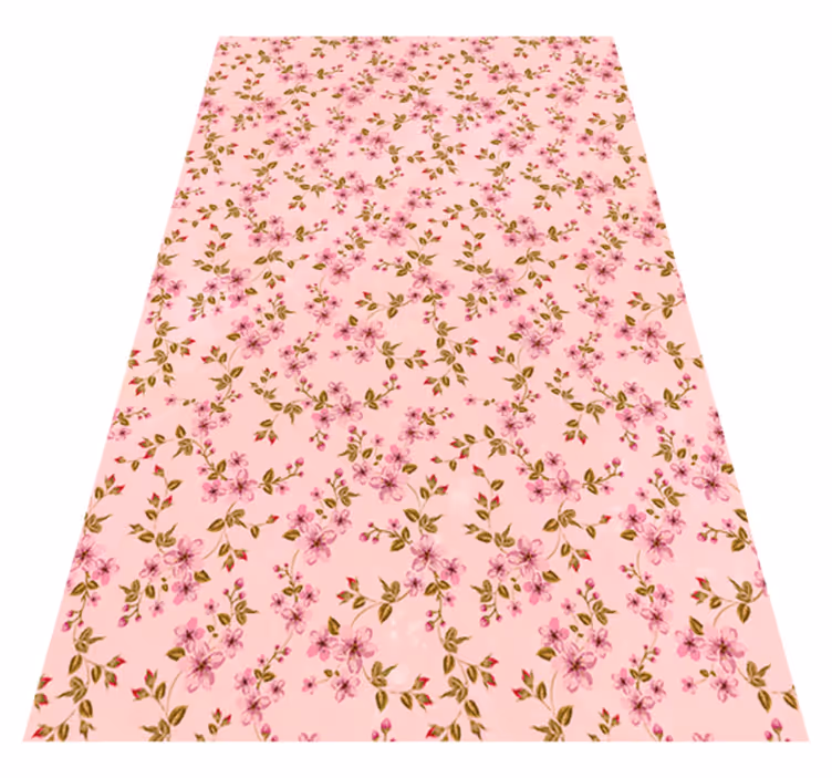 Lyserødt vinyl tæppe med akvarel pink blomster - TenStickers