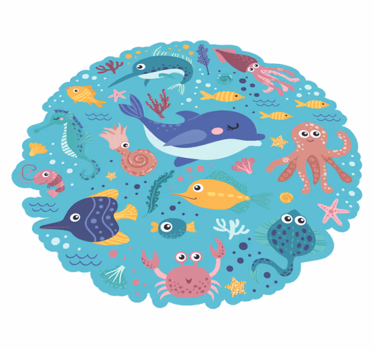 Rund fiskedyr vinyl tæppe - TenStickers