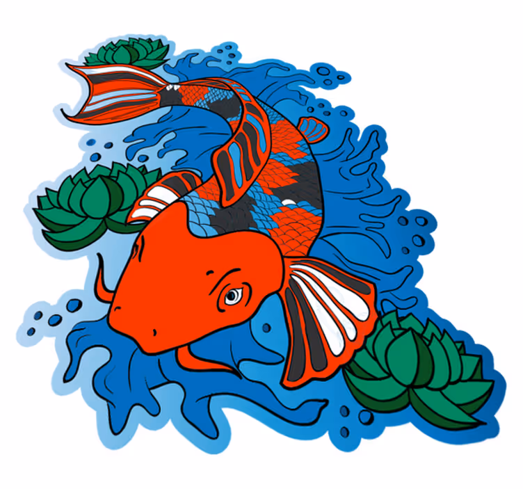 Koi fisk design animalsk vinyl tæppe - TenStickers