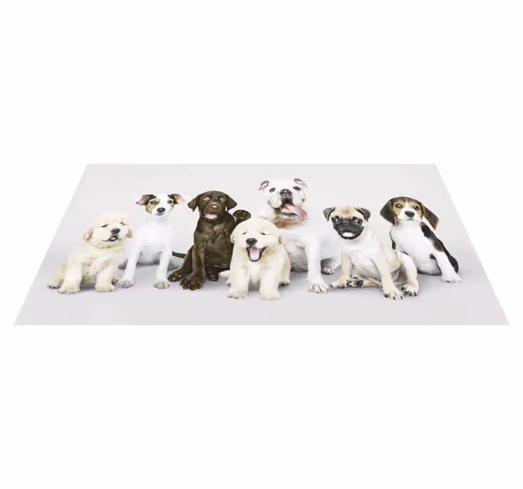Hunde i et liniedyr vinyl tæppe - TenStickers