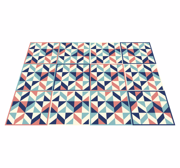 Flerfarvet rhomboid geometrisk vinyl tæppe - TenStickers