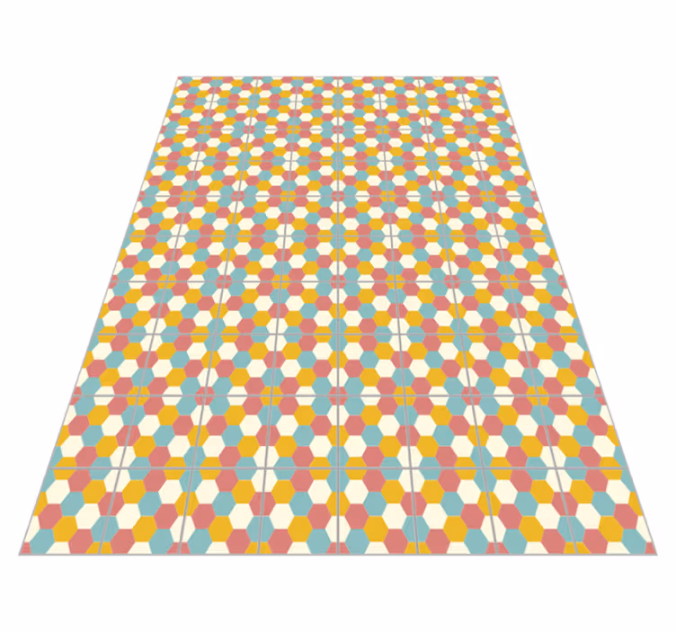 Farverige hexagoner geometriske vinyl tæpper - TenStickers