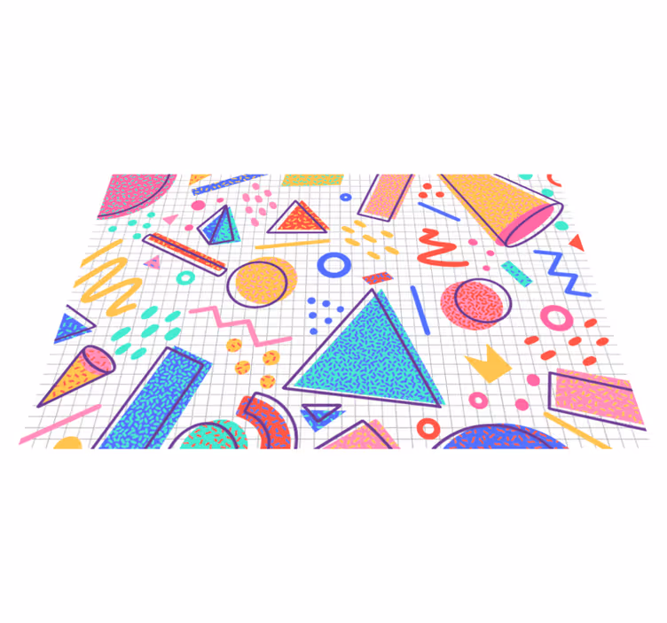 Geometrisk vinyl tæppe i retro memphis-stil - TenStickers