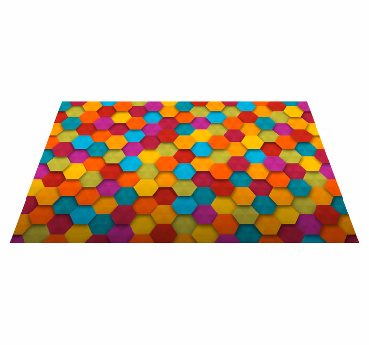Farverigt hexagon geometrisk vinyl tæppe - TenStickers