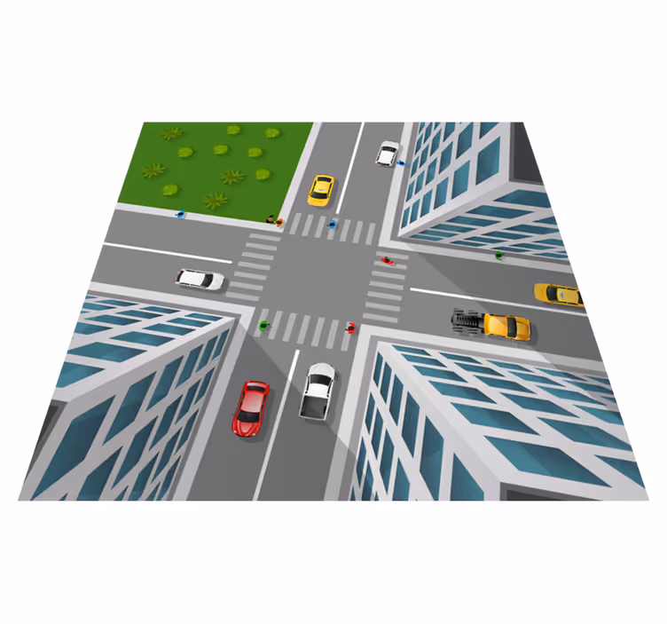 Fantastisk 3d crossroad vinyl tæppe - TenStickers