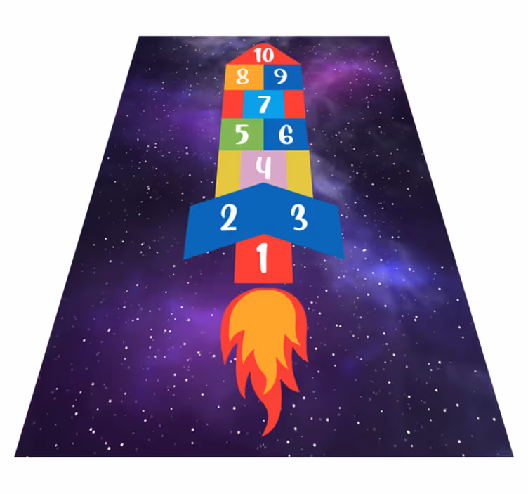 Galaktisk hopscotch vinyl tæppe med spil - TenStickers